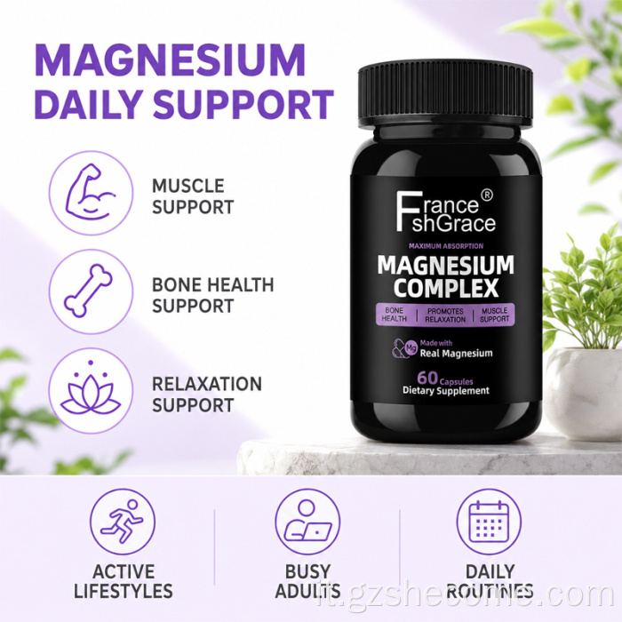 Capsule di magnesio con funzione muscolare al magnesio Shecome OEM